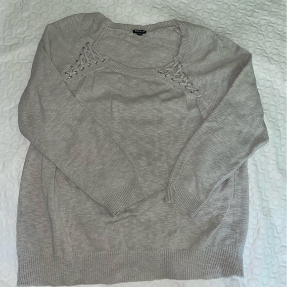 torrid Sweaters - Torrid Gray Fall Sweater With Beautiful Front Strappy Shoulder Design